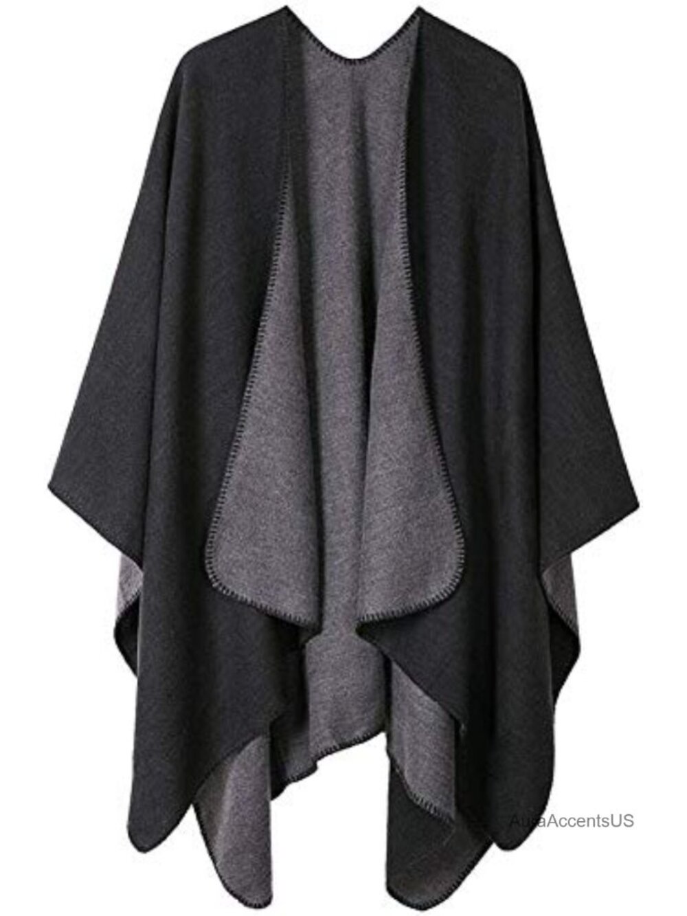 Women's Reversible Shawl Wrap Poncho Cape Open Front Cardigan